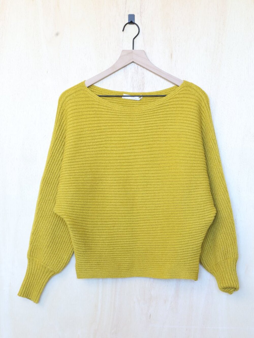 Anthropologie Rib Knit‎ Boat Neck Sweater Yellow Small - Picture 2 of 4